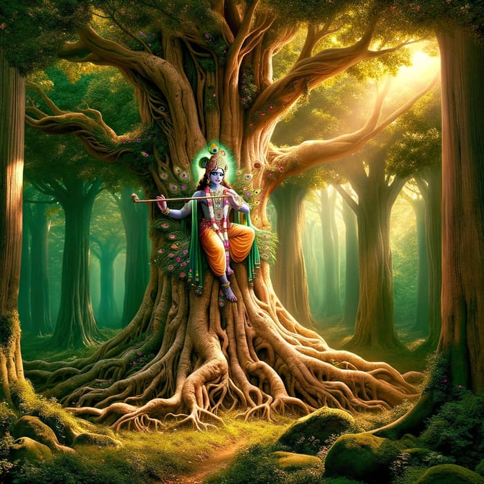 Divine Lord Krishna Among Trees | Serene Flute Melodies