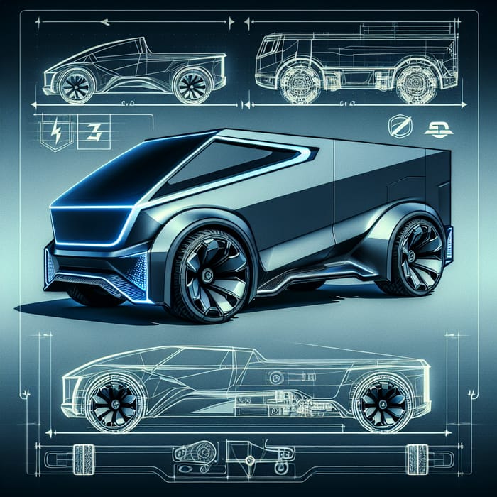 Futuristic Electric Truck Design | Modern Rivian Cybertruck Mix