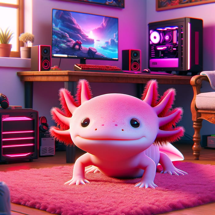 Pink Friendly Axolotl - Gamer’s Logo Design