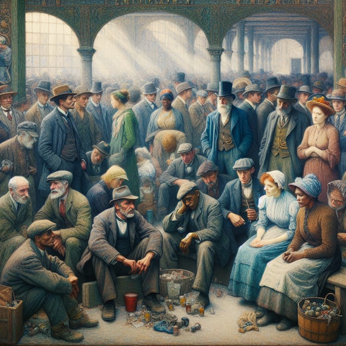 Emotive Impressionist Painting of Unemployment