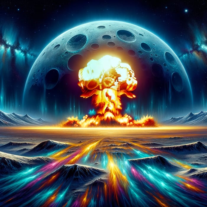 Surrealistic Moon Atomic Explosion Art - Anime Fusion
