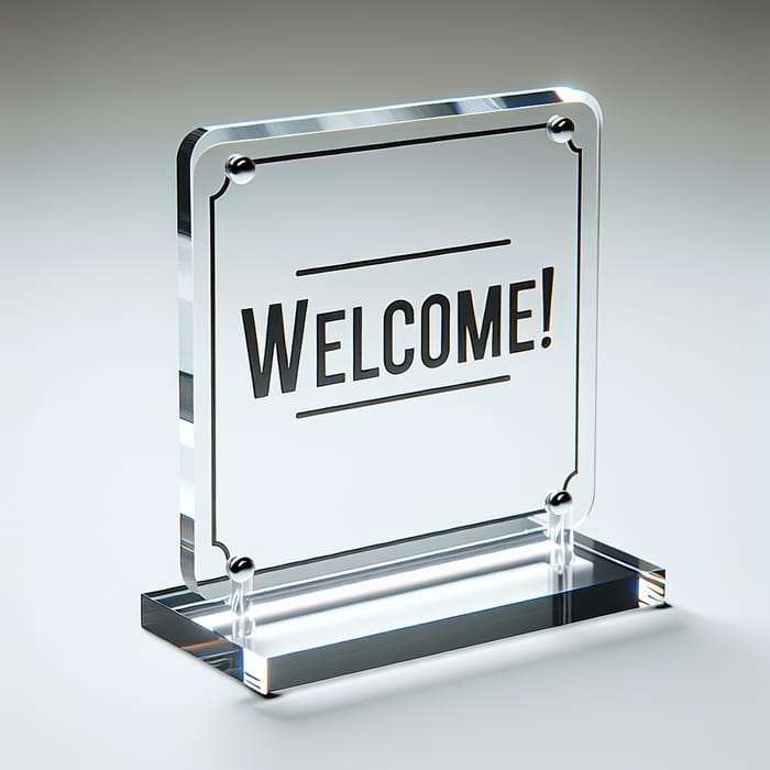 Clear Acrylic 'Welcome' Sign with Light Effect