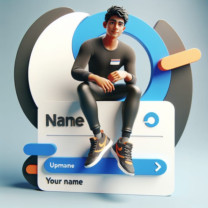 Vibrant 3D Young South Asian Male on Social Media Logo