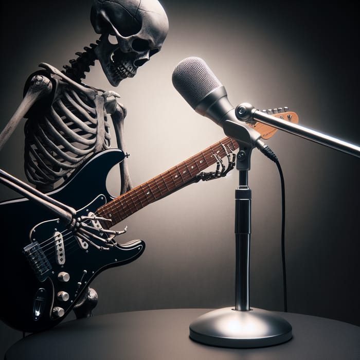 Skeleton Musician: Midnight Serenade with Black Stratocaster
