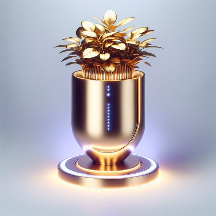 Very Gold Luxe Futuristic Flower Pot with Automatic Watering System