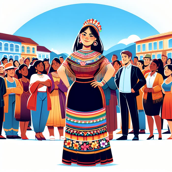 Admired Andean Girl Celebrating Cultural Diversity | Illustration