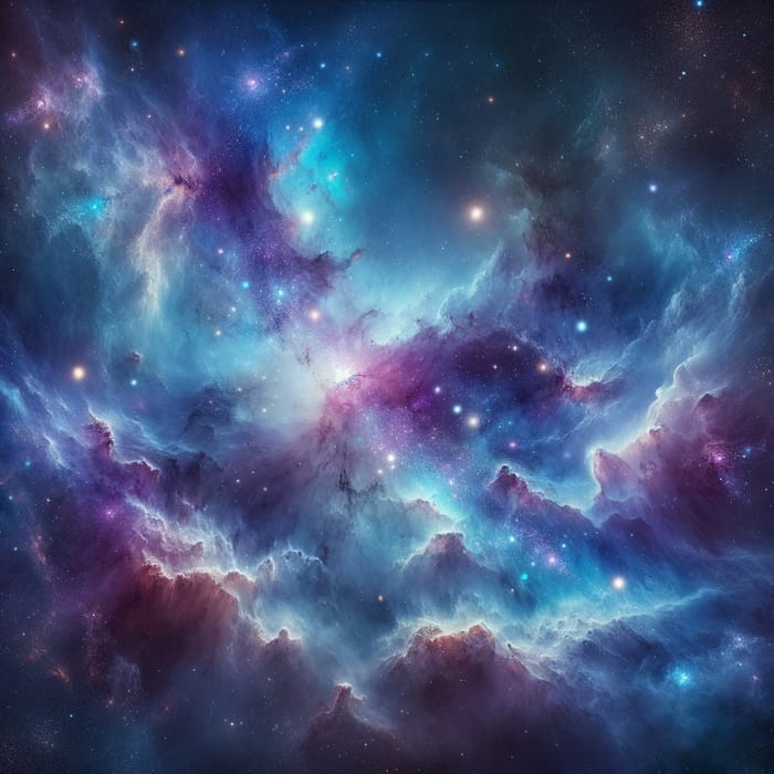 Cosmic Nebula in Vibrant Blues and Mesmerizing Purples