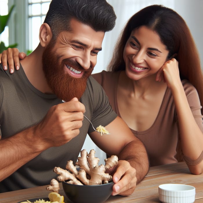 Middle-Eastern Man Feels Powerful Eating Ginger with His Wife