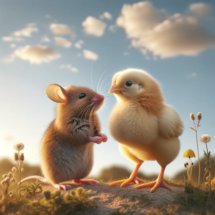 Mouse and Chicken Holding Hands | Nature Harmony