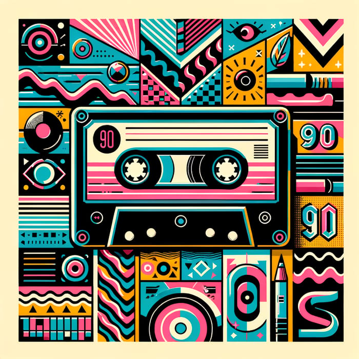 90s Retro Cassette Tape Poster Art