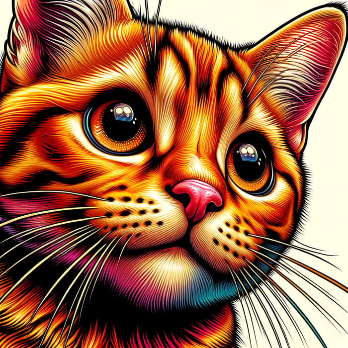 Whimsical Orange Tabby Cat Painting | Detailed & Vibrant Artwork