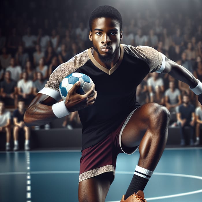 Dynamic Black Handball Player | Sports Apparel