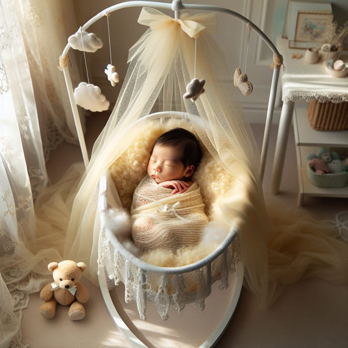Peaceful Newborn Baby in Yellow Blanket | Sleeping South Asian Infant