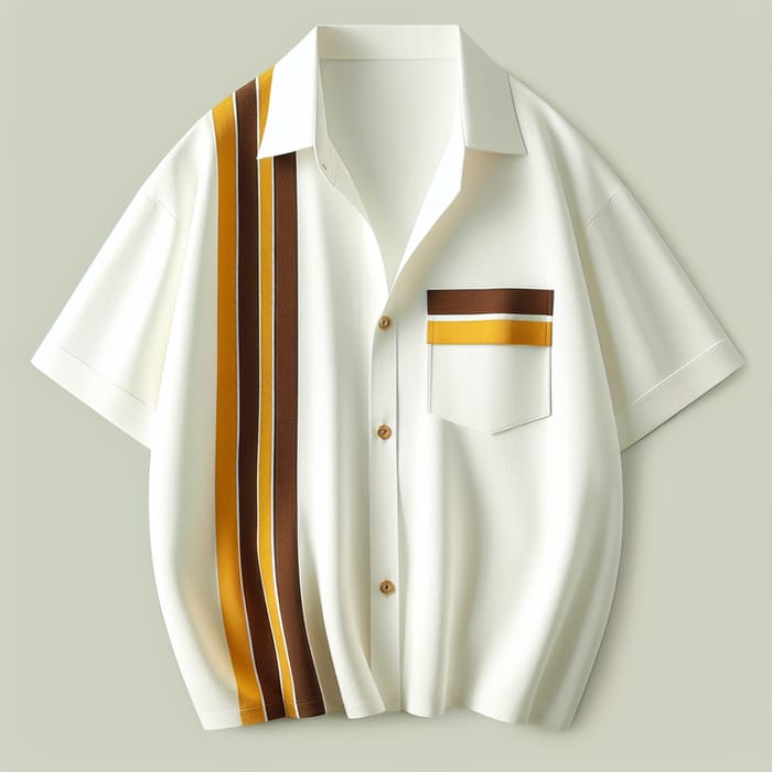 White Shirt with Yellow & Brown Vertical Stripes