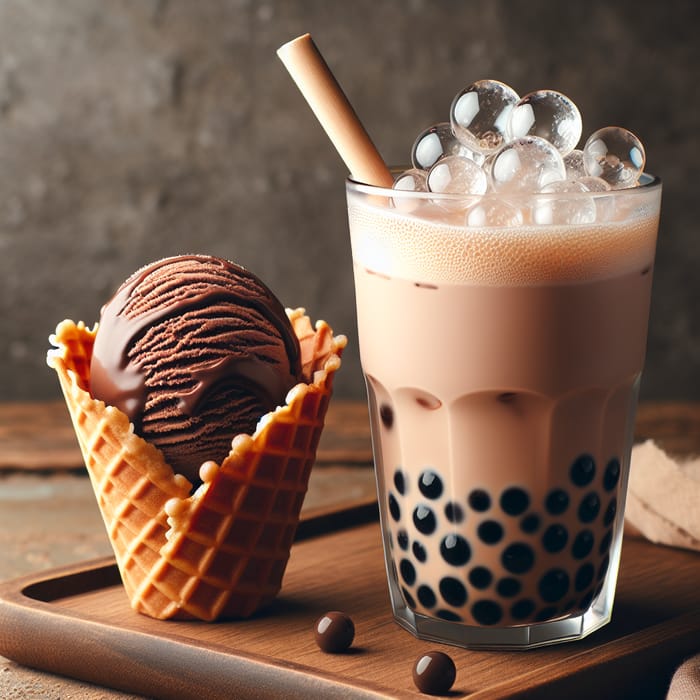 Delicious Bubble Tea & Chocolate Ice Cream