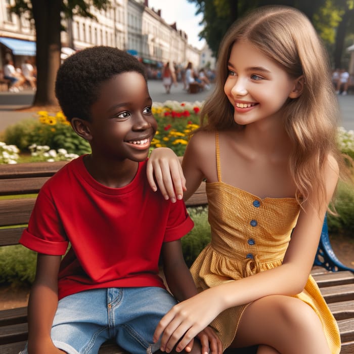 A Black Boy and a Pale Girl Share a Joyful Moment