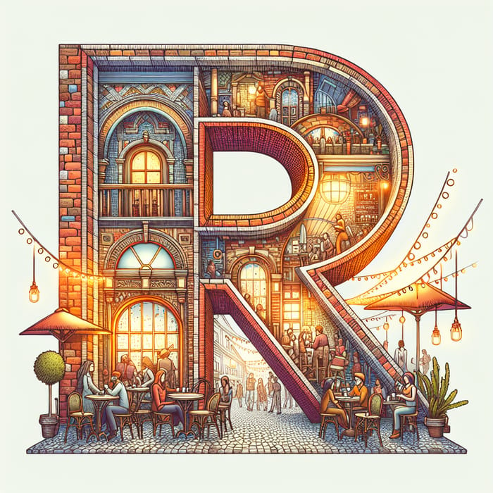 R Cafe Scene | Rustic Brick Design with Diverse Customers