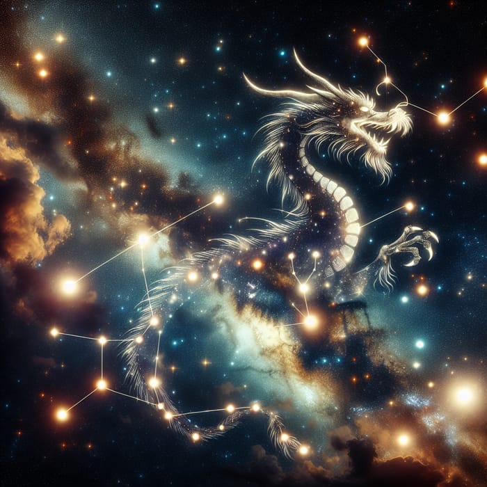 Majestic Dragon Constellation with Cosmic Stars