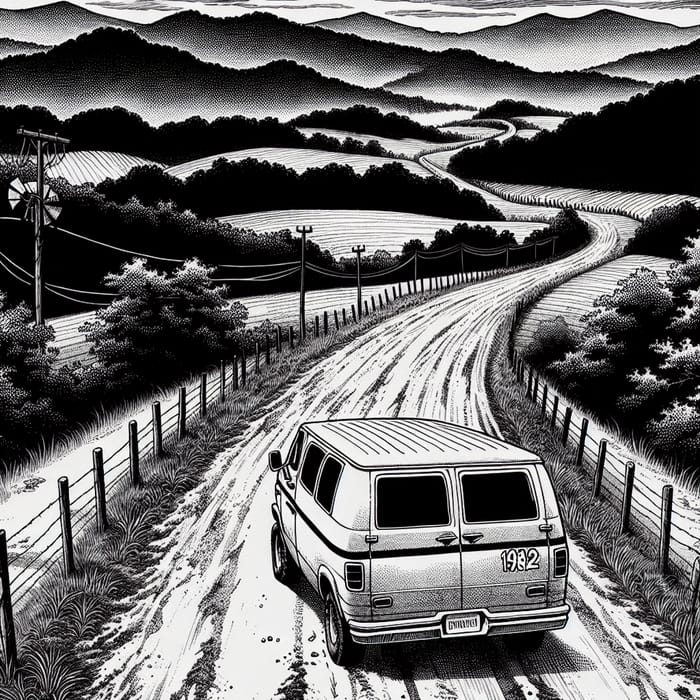 1982 White Van Drives Down Appalachian Foothills