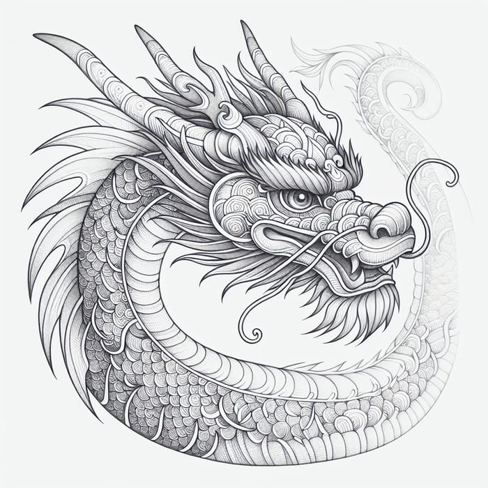 Chinese Wise Dragon Head Drawing