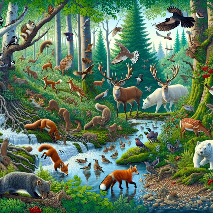 Forest Animals: Lush Ecosystem Wildlife Harmony
