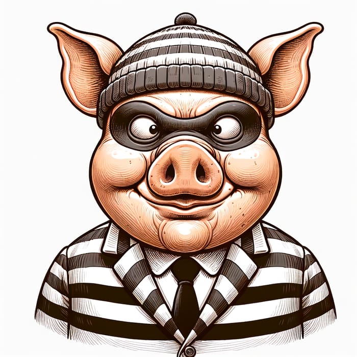 Pig-faced Thief Cartoon | Original Comedy Illustration