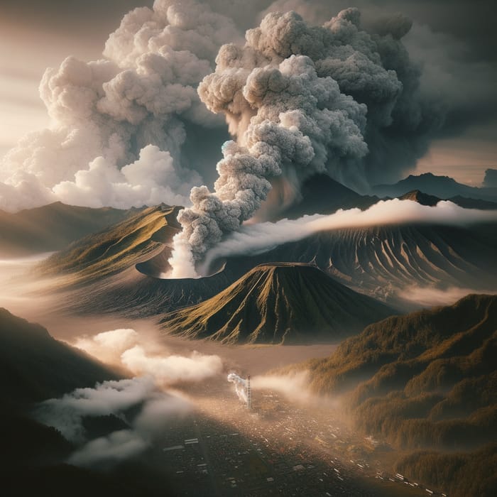 Smoke Flying Over Volcano