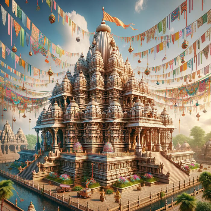 Spectacular Hindu Temple Festival Scenery
