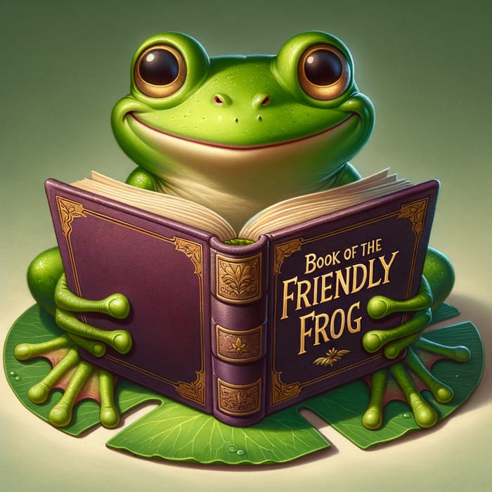 Tranquil Frog Reading 'Book of Pepe'