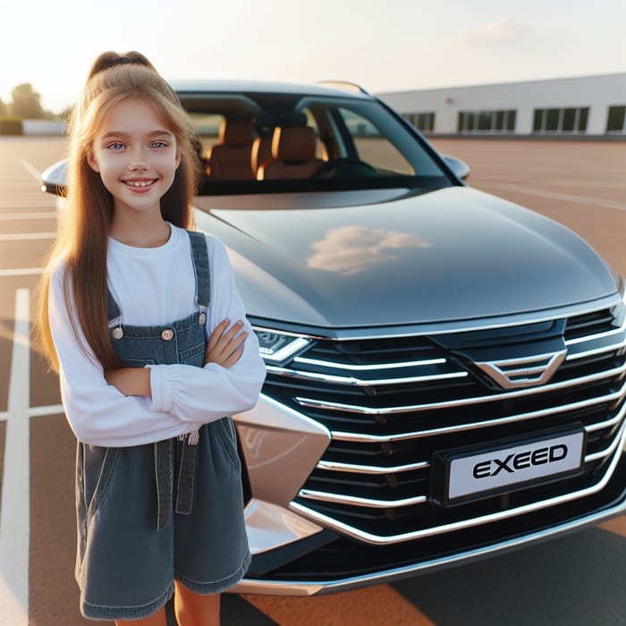 Young Girl with Exeed Car | Joyful Moment Captured