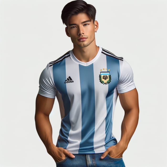 Jungkook Image: Argentine Soccer Shirt | Stylish Athletic Look