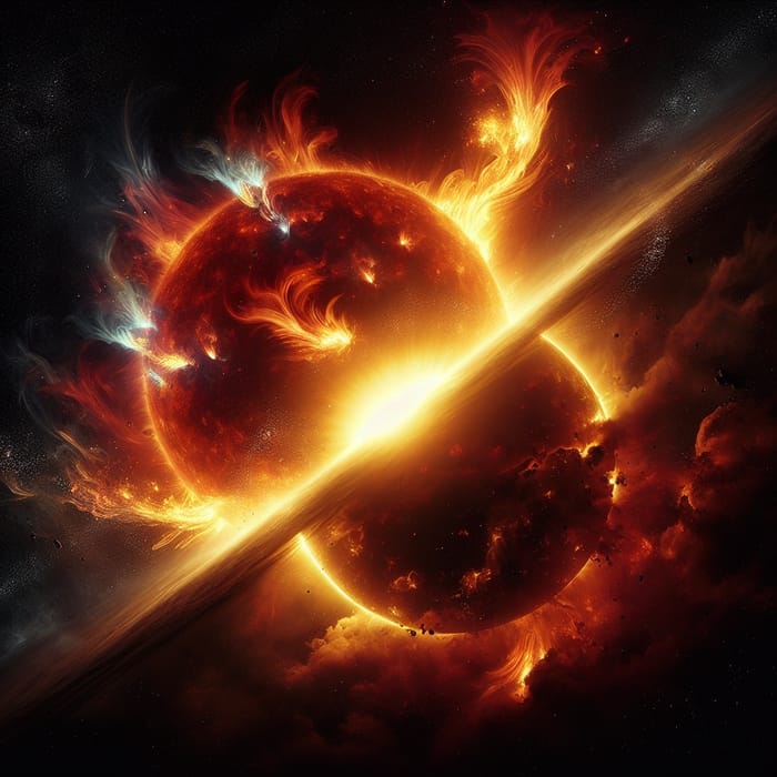 Dual Sun Collision: Spectacular Space Chaos
