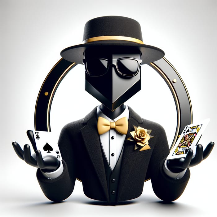 Modern 3D Avatar Model in Black Tuxedo Suit for Social Media
