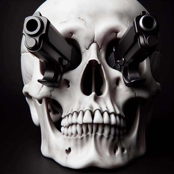Surreal Skull with Guns: A Powerful Image