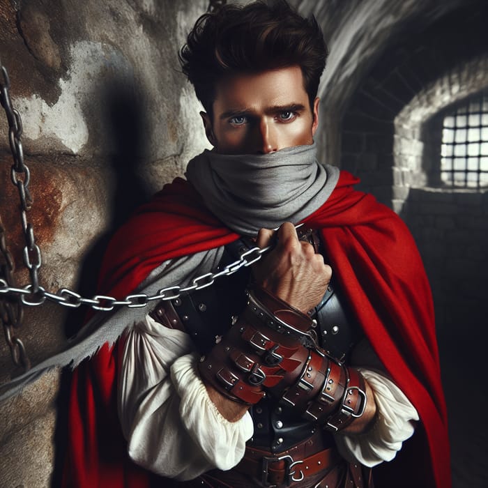 Handsome Captive Prince with Brown Eyes in Dungeon