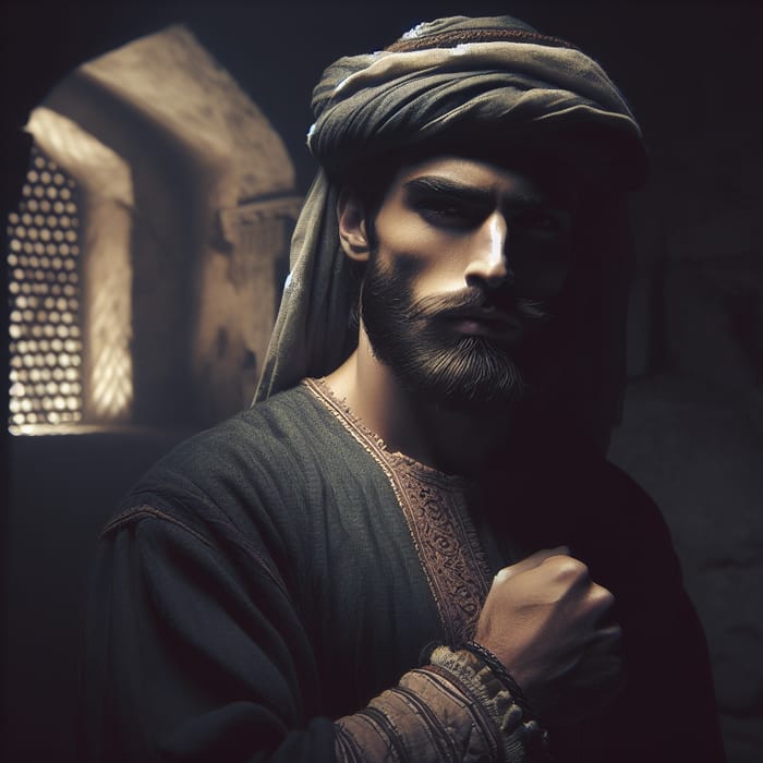 Middle-Eastern Prince in Chiaroscuro Dungeon - Vulnerability & Defiance