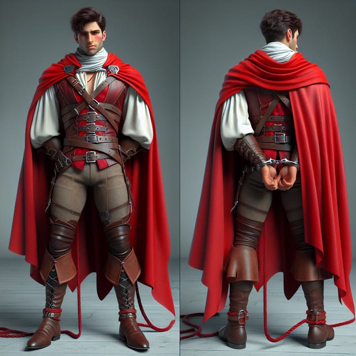 Young Strong Knight in Red Cape Facing Trial - Reimagined Image
