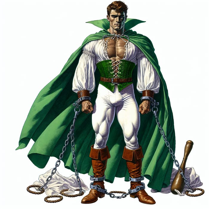 Physically Strong Prince in Emerald Green Cape Faces Captivity