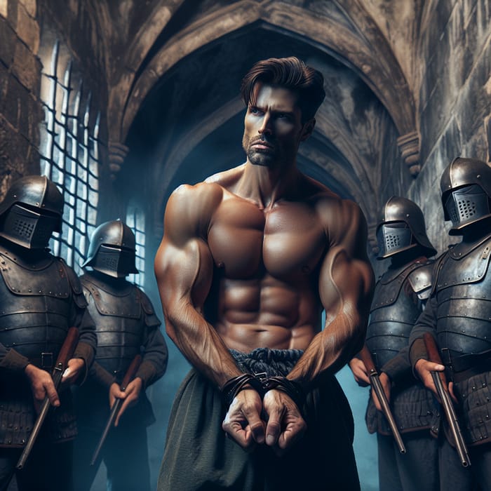 Hot Muscular Prince Captured - Medieval Dungeon Scene