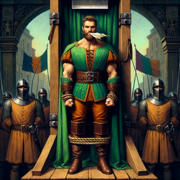 Robust Valiant Prince in Emerald Green Cape | Medieval Execution Scene