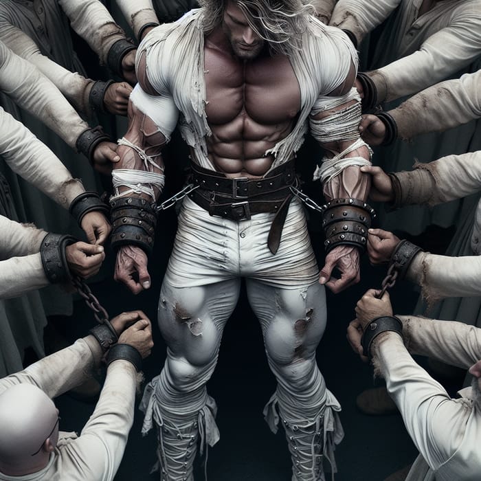 Courageous Muscular White Prince Ambushed by Guards - Strength and Vulnerability