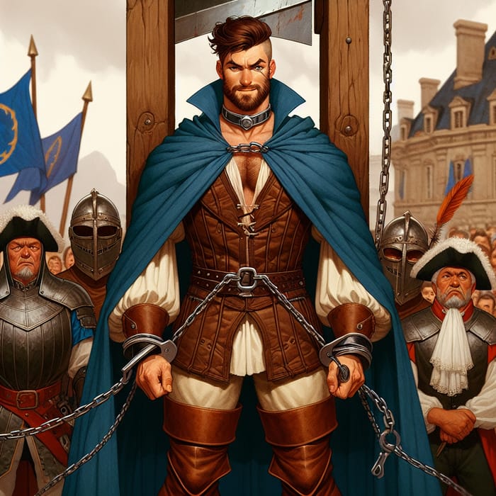 Defiant Prince in Royal Blue Cape | Brave Muscular Character