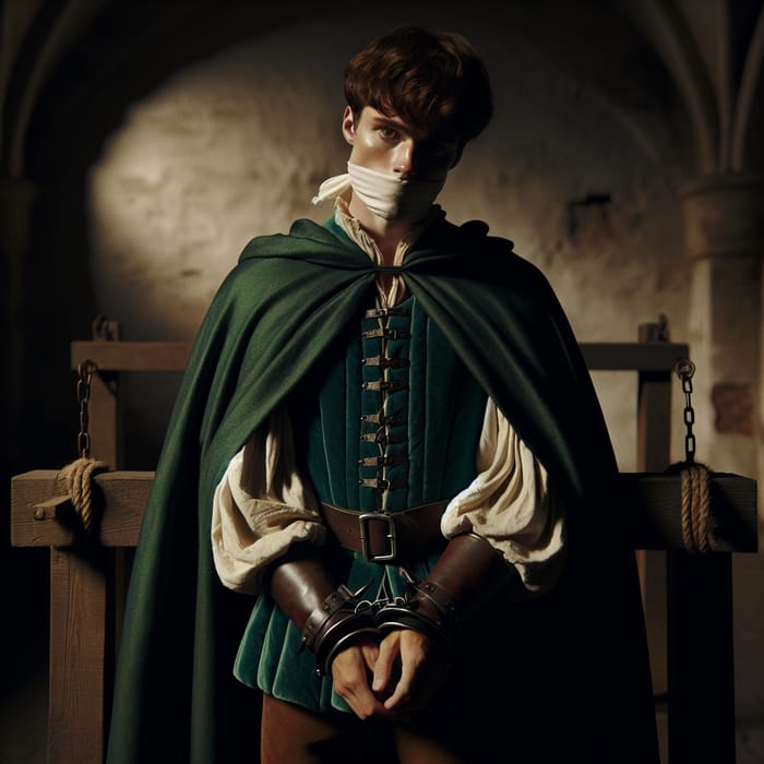 Valiant White Prince in Emerald Green Cape: Strength and Vulnerability