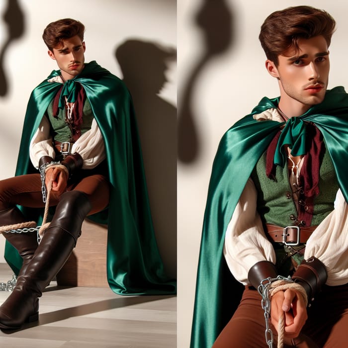 Captivated Young Prince in Emerald Green Cape | Historical Ordeal