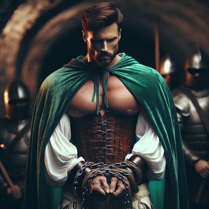 Arrested Prince in Emerald Cape: Vulnerability & Strength Displayed