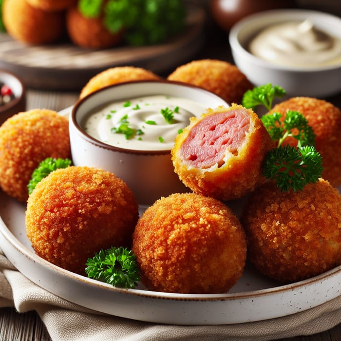Smoked Meat Croquettes Recipe with Creamy Sauce