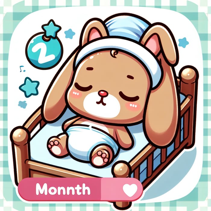 Adorable Newborn Bunny in Diapers Sleeping in Crib