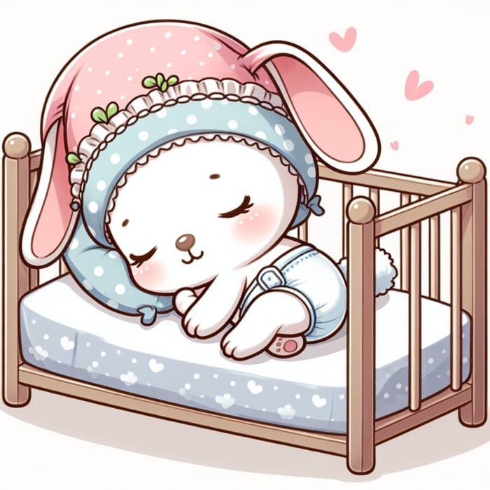 Cute Baby Rabbit in Diapers | Newborn Bunny in Crib
