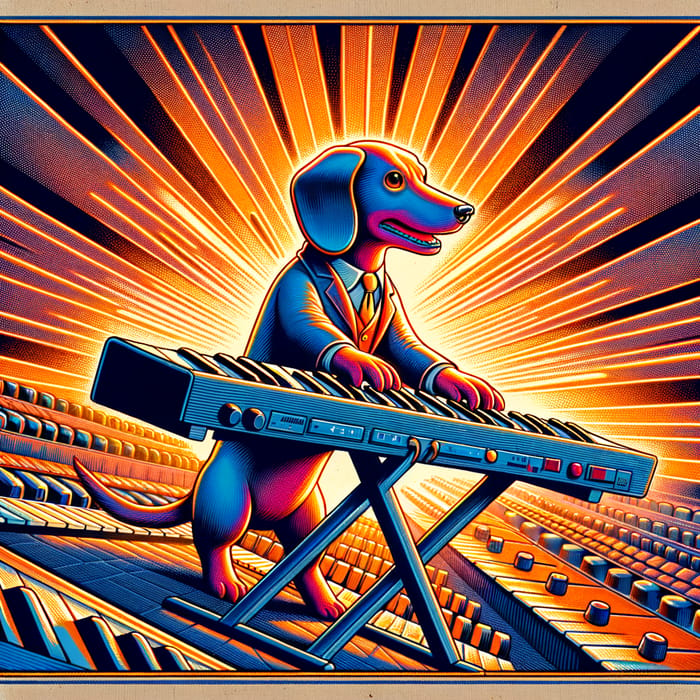 Vibrant Dachshund Musician on Keyboard | Colorful Animation
