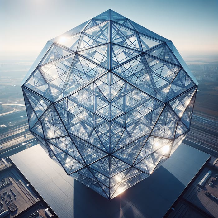 Clear Glass Icosahedron Sculpture | Geometric Art Installation
